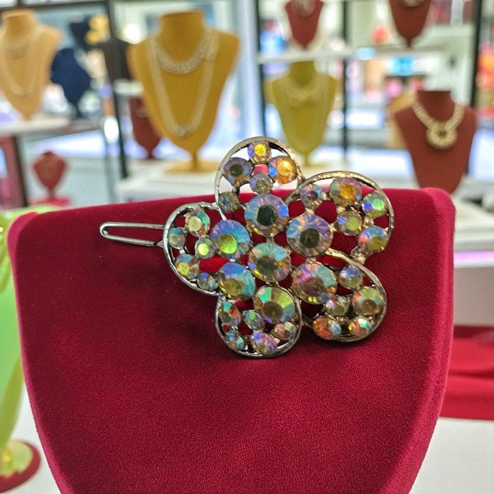 Colorful Rhinestone Flower Hair Clip
